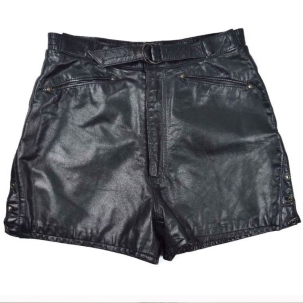 High Rise Leather Biker shorts